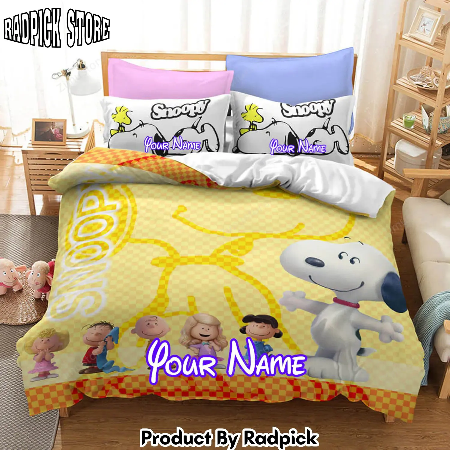 Radpick snoopy personalized name bedding set duvet covers without filler6039 rp3272222